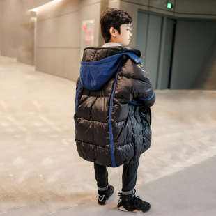男童羽绒服2021新款洋气儿童冬装中长款过膝中大童装男孩帅气潮牌