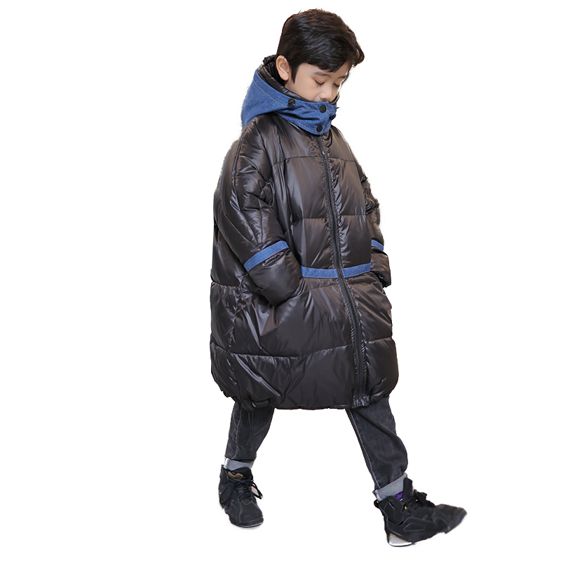 童装男童羽绒服2025新款洋气儿童轻薄白鸭绒冬装中长款外套潮冬季