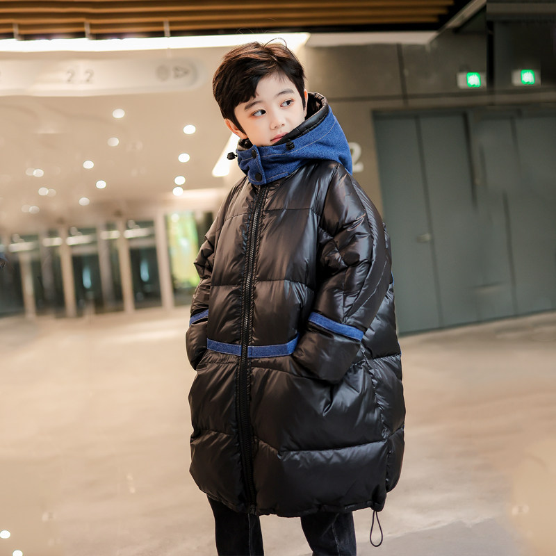 童装男童羽绒服2021新款洋气儿童轻薄白鸭绒冬装中长款.大童外套