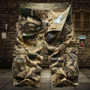 夏季 五分裤 多口袋宽松运动纯棉马裤 男士 裤 迷彩短裤 休闲薄款 子 工装