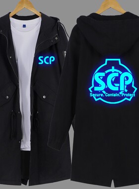 夜光scp基金会风衣机动特遣队衣服二次元周边外套中长款夹棉卫衣