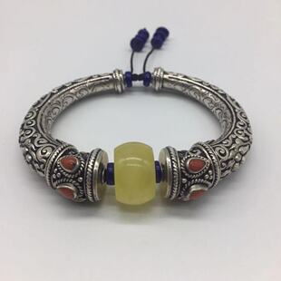 尼泊尔手工银饰品月光石拉长石黄紫水晶吊坠戒指耳坠老银管手镯