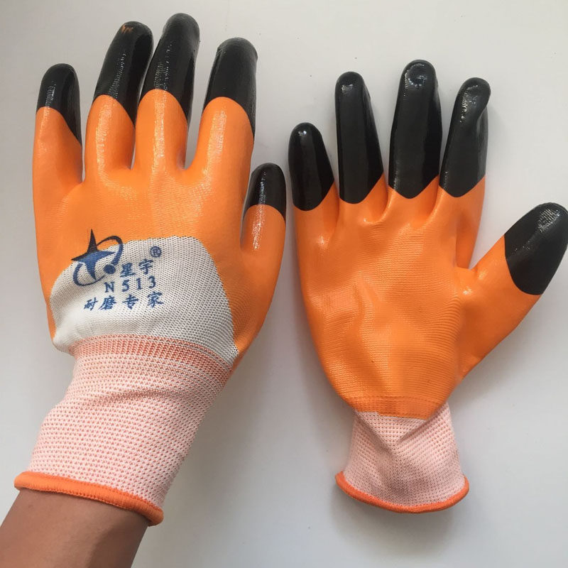防水耐油黑加强指正品星宇n513加厚耐磨丁腈浸胶薄款劳保防护手套