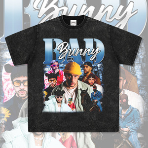 复古嘻哈坏痞兔Bad Bunny印花短袖T恤重磅长袖圆领连帽卫衣