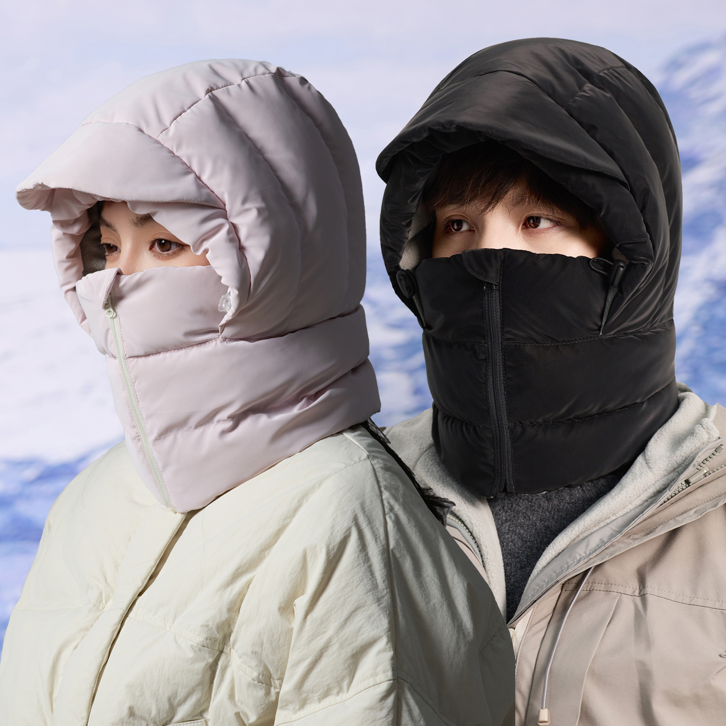 新款冬季加厚帽子围脖一体雷锋帽