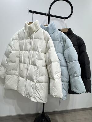 韩系针织立领拉链中长款设计羽绒服2025冬新加厚保暖白鸭绒外套女