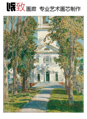 美国印象派风景油画玄关装饰画