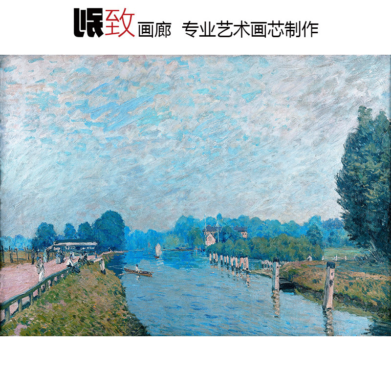 泰晤士河岸印象派风景装饰画图片