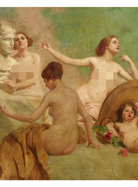 艺术寓言 Giacomo Grosso意大利人体油画 宾馆玄关卧室装饰画芯心