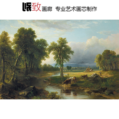 哈德逊河派风景油画餐厅装饰画