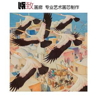 非洲城市 Norbertine-Roth奥地利动物风景油画 玄关客厅装饰画芯