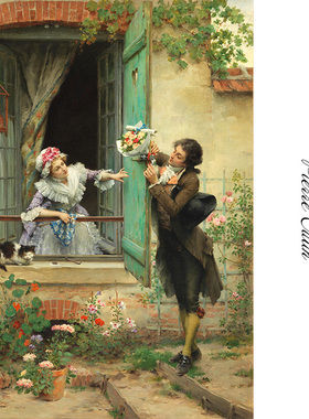 我的情人节 Pierre Outin法国人物油画 书房卧室走廊欧式装饰画芯