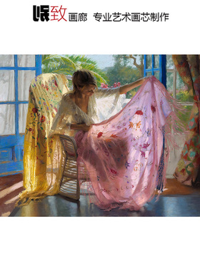 背光 V.R Redondo西班牙人物油画 客厅玄关走廊宾馆欧式装饰画芯