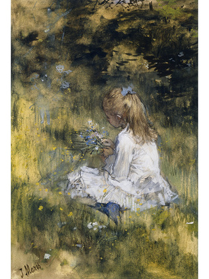 荷兰人物风景水彩装饰画芯