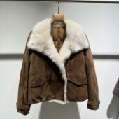 安琪儿专享 25373 混种羊皮 鹅绒服H5 170 M码 衣长60