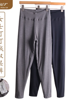 凯撒caser女士可可绒双层保暖裤护膝线裤打底棉裤B83-F156有加肥