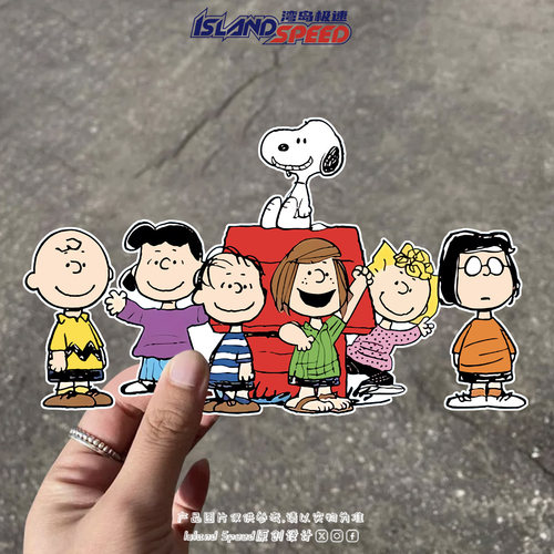 史努比一家卡通汽车贴纸可爱漫画装饰车身三角窗划痕遮盖贴花