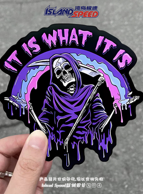 紫色死神汽车贴纸创意个性划痕遮挡车身装饰贴花车饰贴