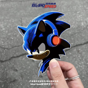 音速小子刺猬索尼克爱听音乐卡通汽车贴纸车身装 饰贴花