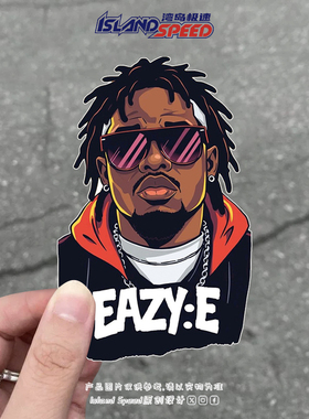 Eazy-E匪帮说唱教父嘻哈人物形象汽车贴纸创意划痕遮挡防水贴花
