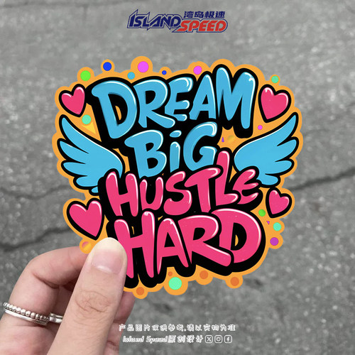 DREAM BIG创意小翅膀字母涂鸦汽车贴纸个性遮盖装饰车窗车身贴花