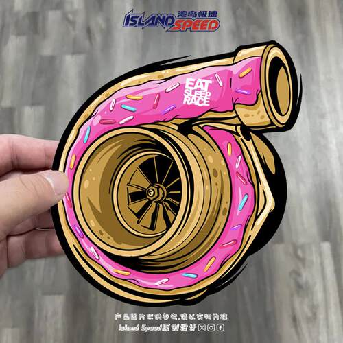甜甜圈涡轮增压器汽车造型设计JDM卡通个性潮流车内饰改装贴纸