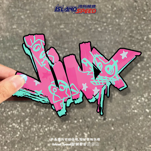 JINX游戏标志英雄联盟汽车贴纸个性创意涂鸦划痕遮挡反光车饰贴花