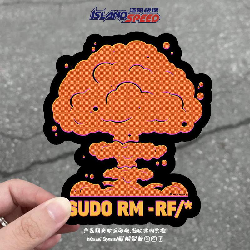 创意蘑菇云Linux Nuke防水车贴JDM汽车装饰贴划痕遮挡贴纸图片