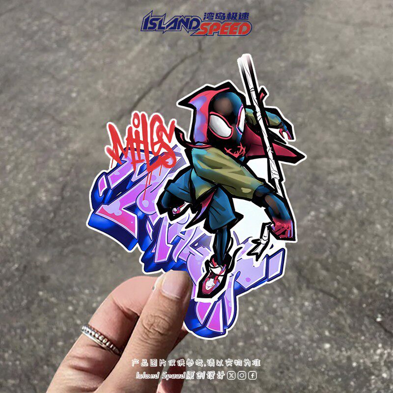 蜘蛛侠漫威个性汽车贴纸动漫涂鸦车身防划痕遮挡头盔装饰贴