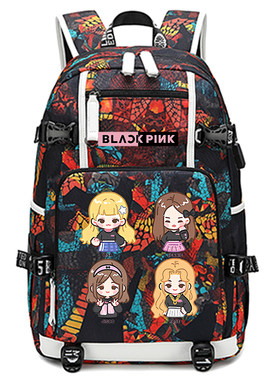 blackpink周边同款墨粉粉丝应援学生书包双肩包背包女金智妮lisa