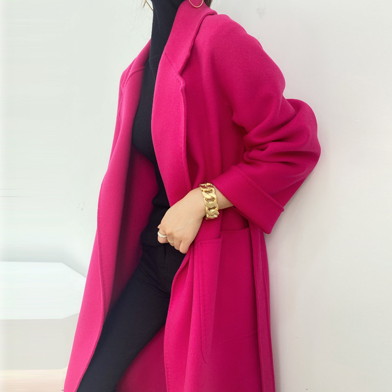 Элитное шерстяное желтовато-коричневое шерстяное пальто, двусторонная кашемировая куртка, свободный крой для возраста 