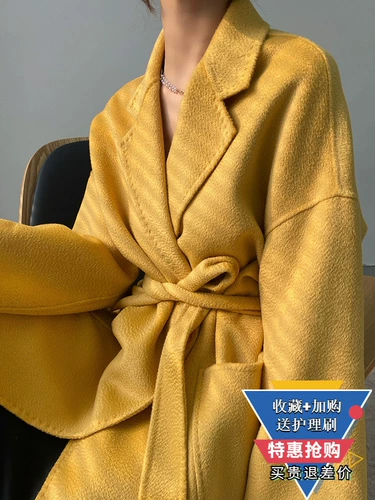 Элитное двусторонное кашемировое длинное шерстяное демисезонное шерстяное пальто, средней длины, подходит для подростков