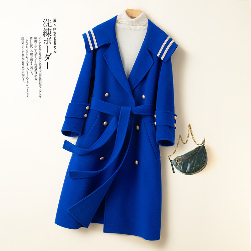 Элитное шерстяное желтовато-коричневое шерстяное пальто, двусторонная кашемировая куртка, свободный крой для возраста 