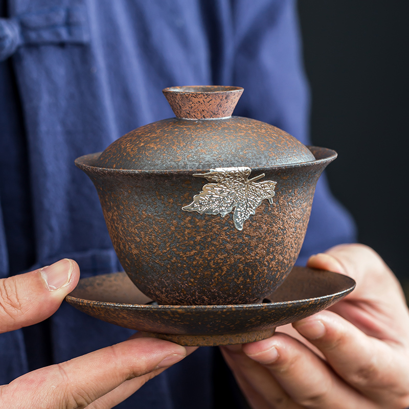 九九茶器盖碗粗陶手工