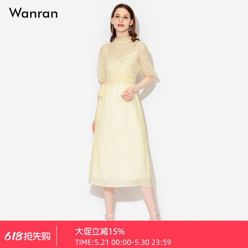 2025蕾丝优雅夏季雪纺裙子蕾丝