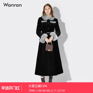2025冬季都市高级小香风修身收腰中长狐狸毛羽绒服黑色千金玛德琳