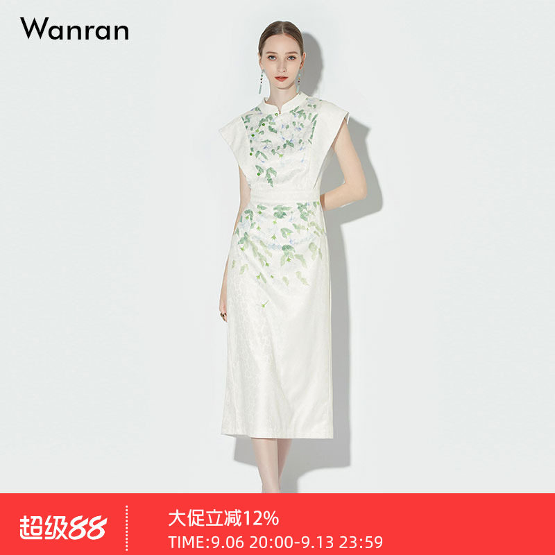 2026夏季新款新中式国风提花印花大气改良收腰中开衩旗袍连衣裙
