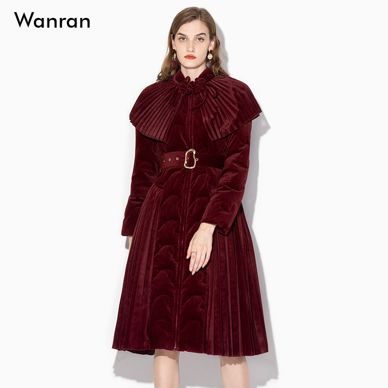 冬季女装2025新款安可拉红收腰中长款白鸭绒羽绒服女加厚丝绒外套