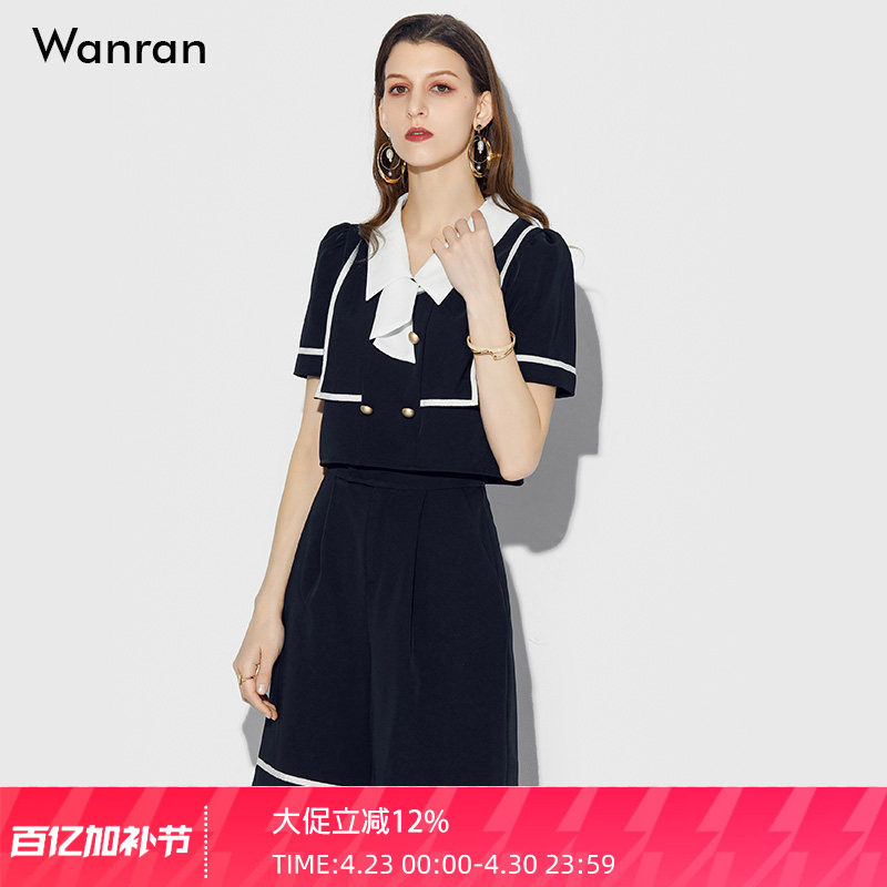 2026新款夏季女装时尚气质黑色短袖上衣五分裤短裤裤子两件套套装