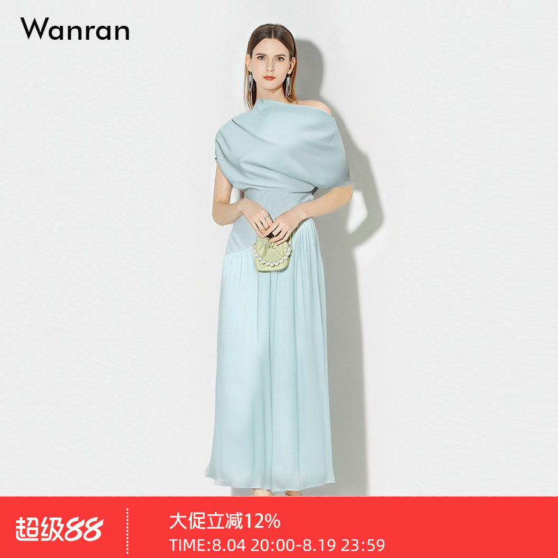2026夏季新款女装露肩气质女神简约连衣裙立裁设计感长裙裙子清