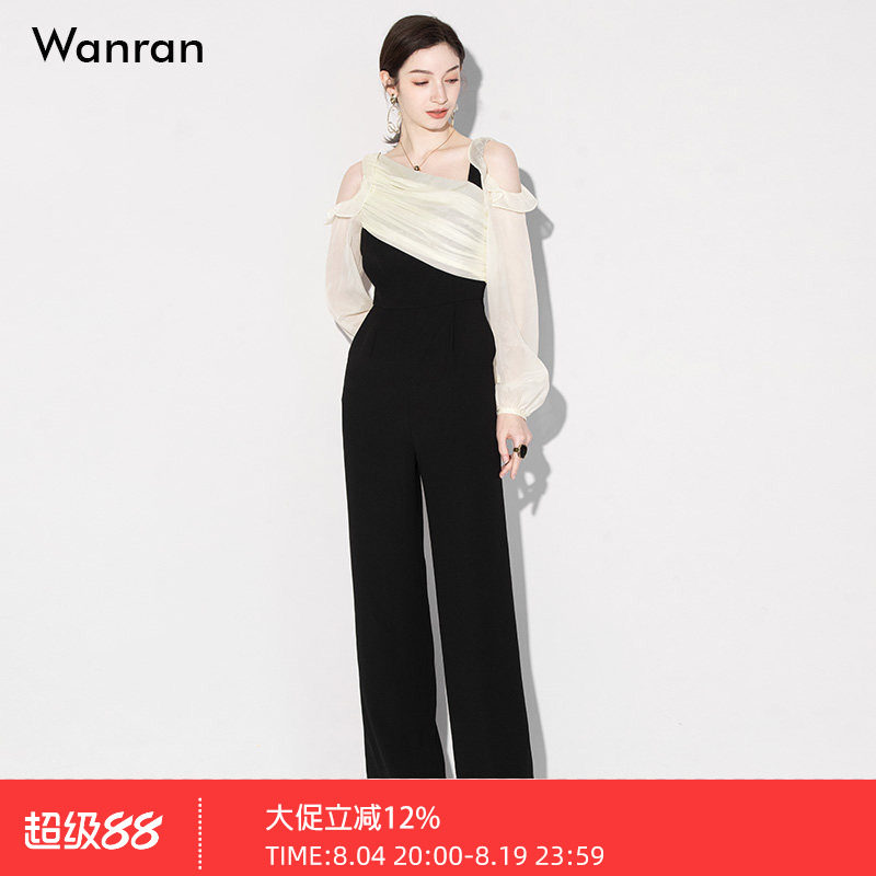 2026春装新款时尚气质荷叶边清冷穿搭设计收腰显瘦阔腿裤连体裤