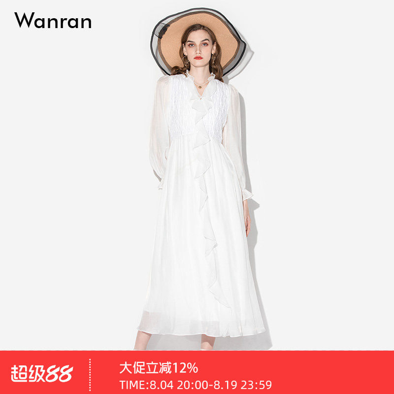 莞然白色飘逸度假大摆仙女连衣裙