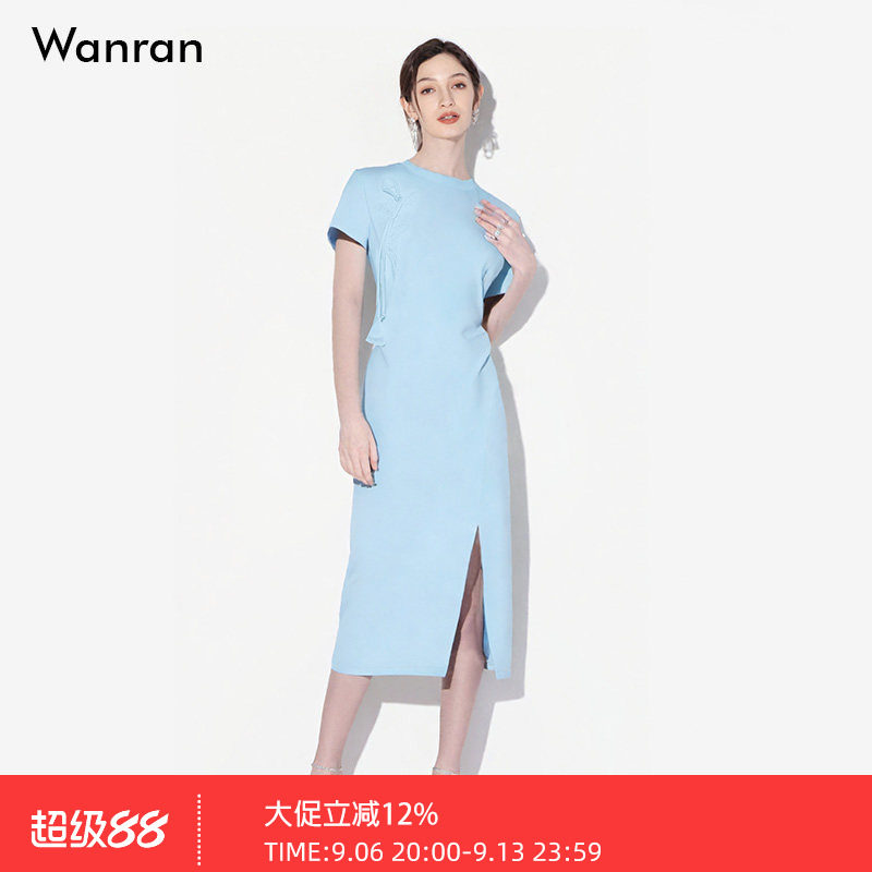 2026夏季新款小众蝴蝶绣花设计感正肩收腰显瘦休闲气质T恤连衣裙