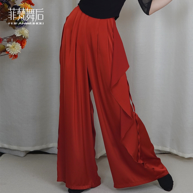 古典舞直筒飘逸宽松设计感飘带裤
