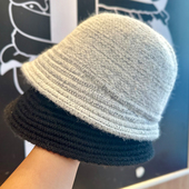 时尚 2025新款 秋冬韩版 百搭褶皱保暖渔夫帽子女休闲简约针织帽盆帽