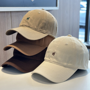 棒球帽子女2025新款刺绣字母韩系百搭宽帽檐显脸小软顶鸭舌帽男