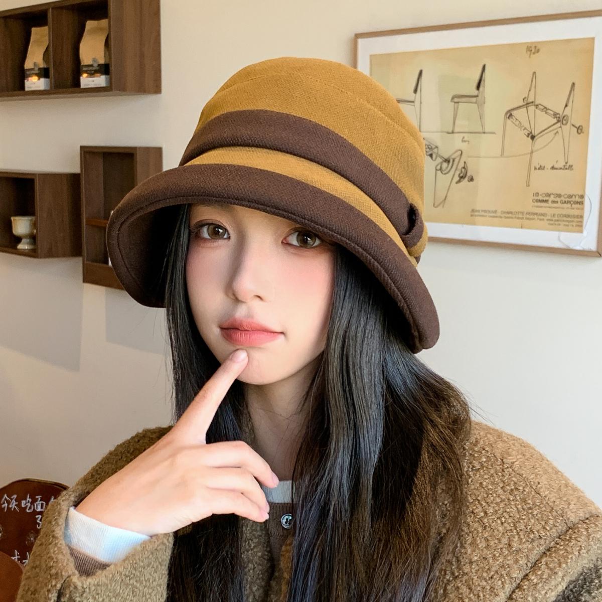 礼帽水桶女士显脸小加厚保暖优雅