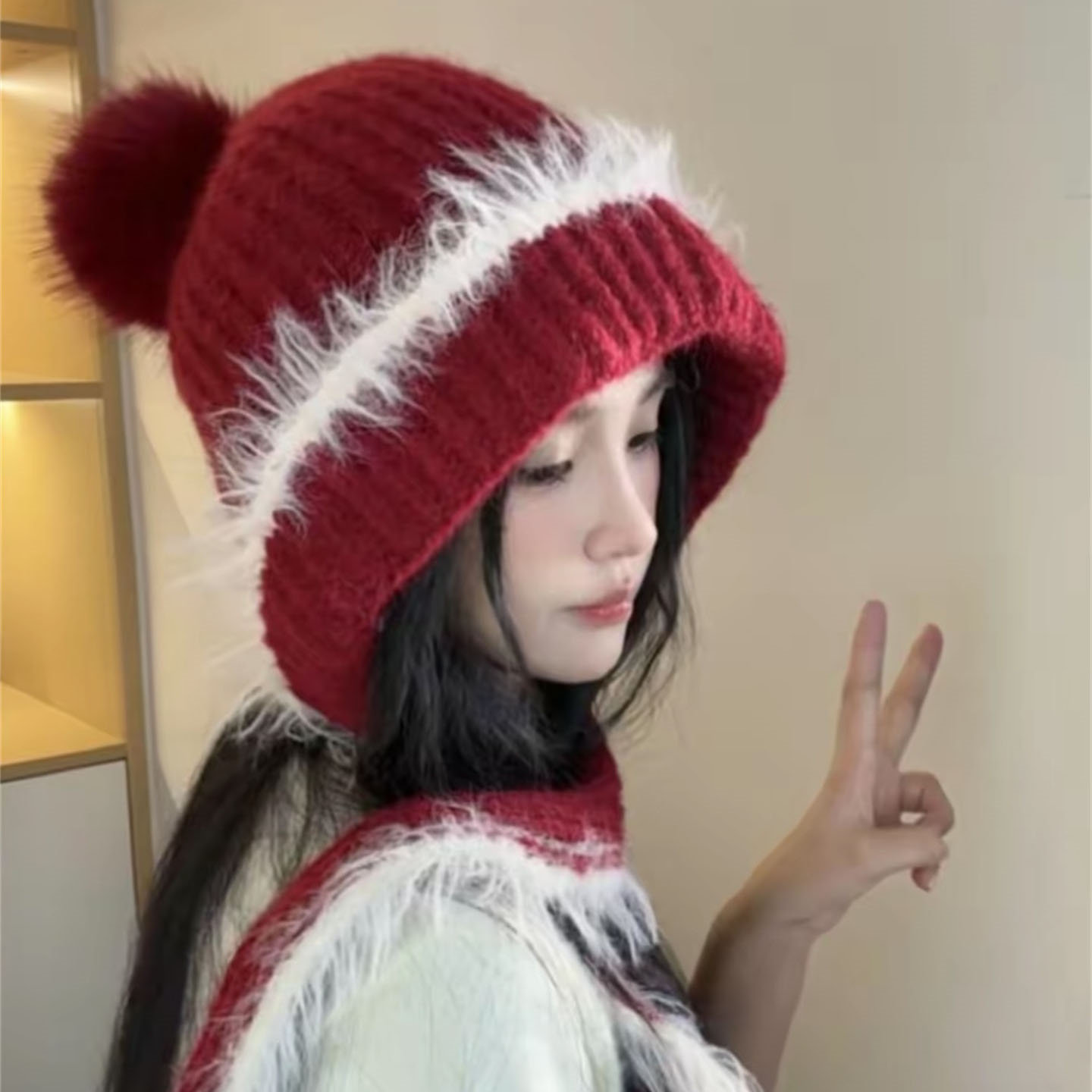 帽子围脖一体加绒护耳包头帽女
