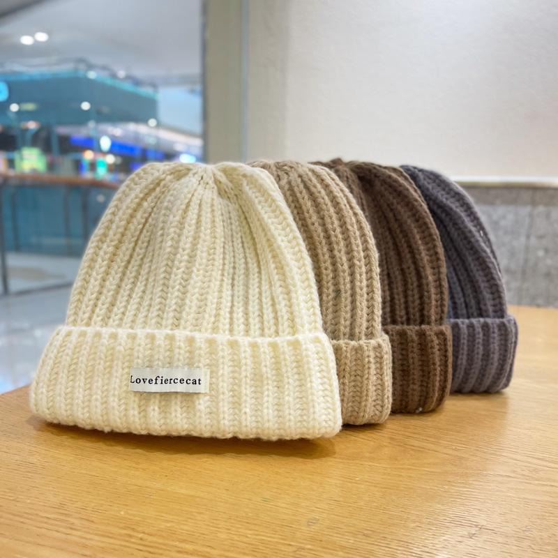 秋冬季日系布标ins美拉德针织帽