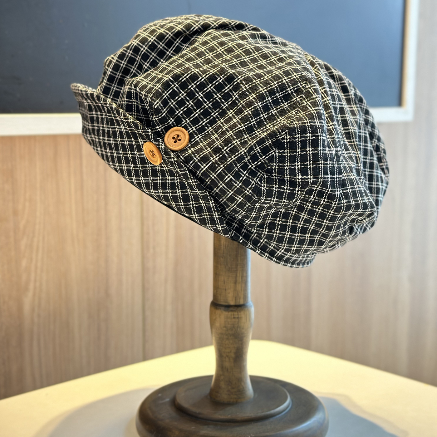 日系复古格纹贝雷帽女春秋季新款文艺百搭画家帽显脸小南瓜帽出游
